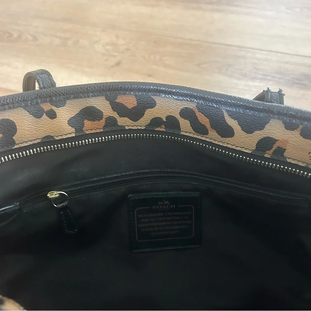 Coach Brown and Black Leopard Tote - Picture 12 of 13